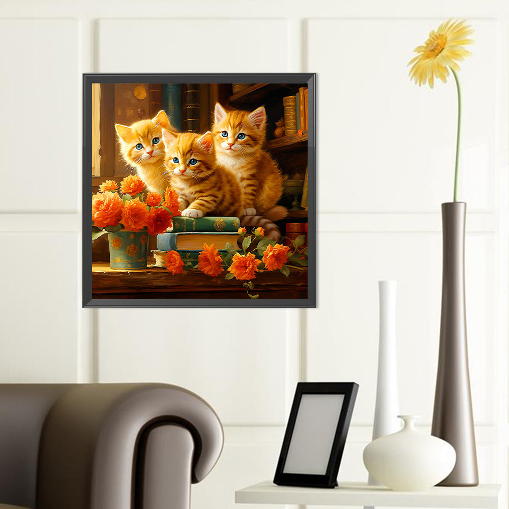 Three Cats - Full Round Drill Diamond Painting 40*40CM