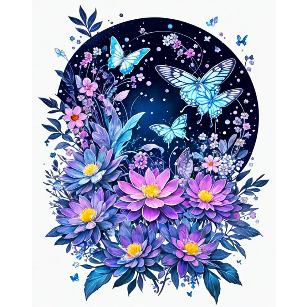 Butterfly Flying On Flower - Full Round Drill Diamond Painting 40*50CM