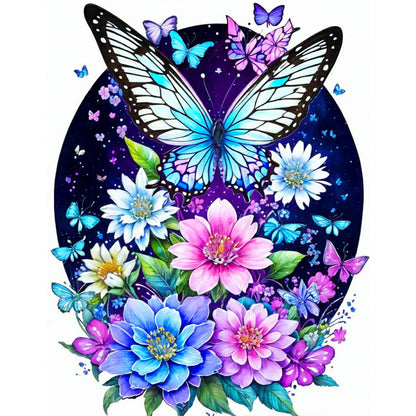 Butterfly On Flower - Full Round Drill Diamond Painting 40*50CM