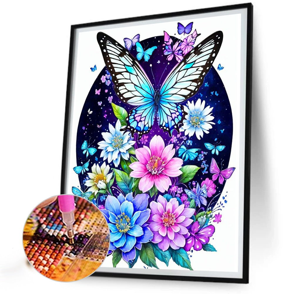 Butterfly On Flower - Full Round Drill Diamond Painting 40*50CM