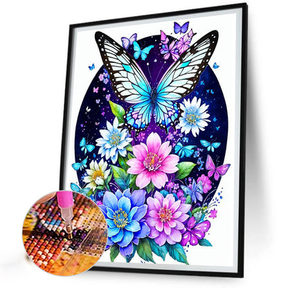 Butterfly On Flower - Full Round Drill Diamond Painting 40*50CM