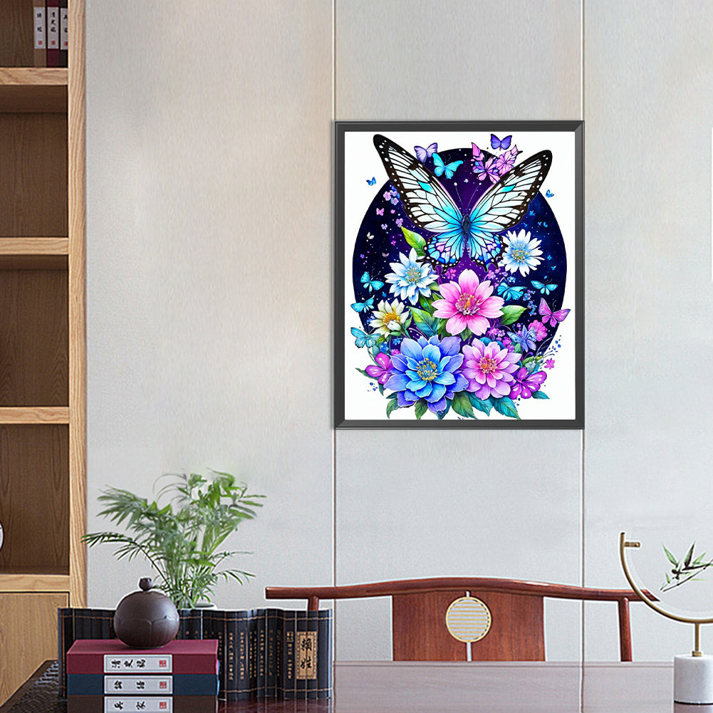 Butterfly On Flower - Full Round Drill Diamond Painting 40*50CM