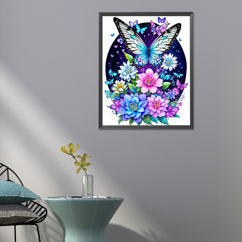 Butterfly On Flower - Full Round Drill Diamond Painting 40*50CM