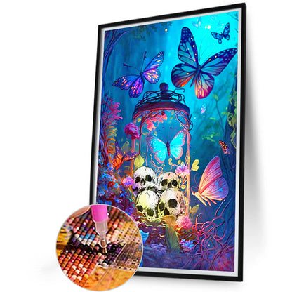 Skull And Butterfly - Full Round Drill Diamond Painting 40*60CM