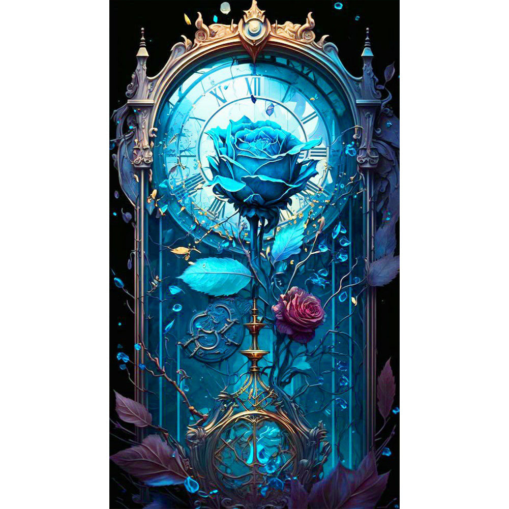 Blue Melancholy Roses - Full Round Drill Diamond Painting 40*70CM