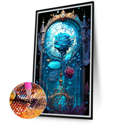 Blue Melancholy Roses - Full Round Drill Diamond Painting 40*70CM