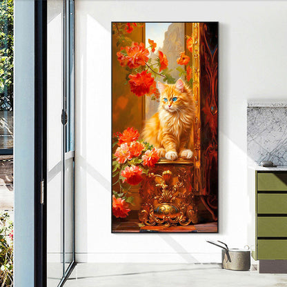 Orange Cat - Full Round Drill Diamond Painting 40*70CM