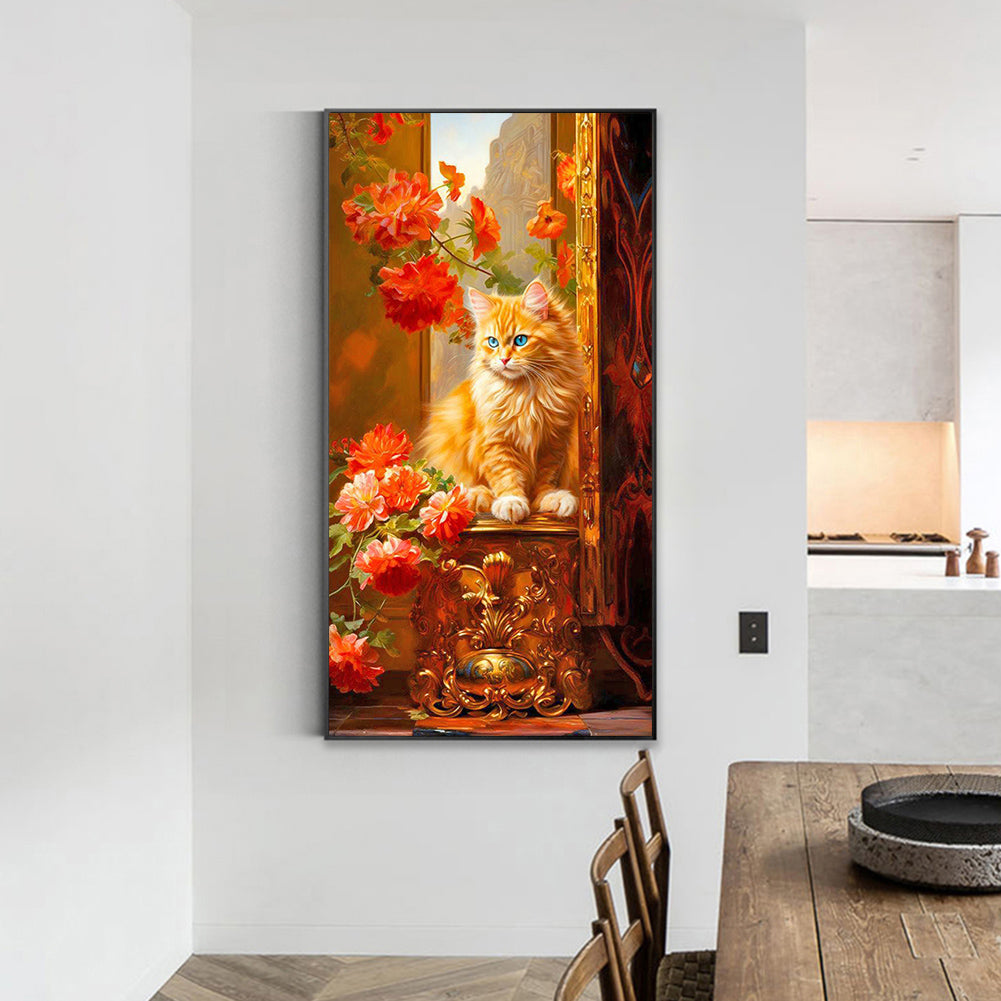 Orange Cat - Full Round Drill Diamond Painting 40*70CM