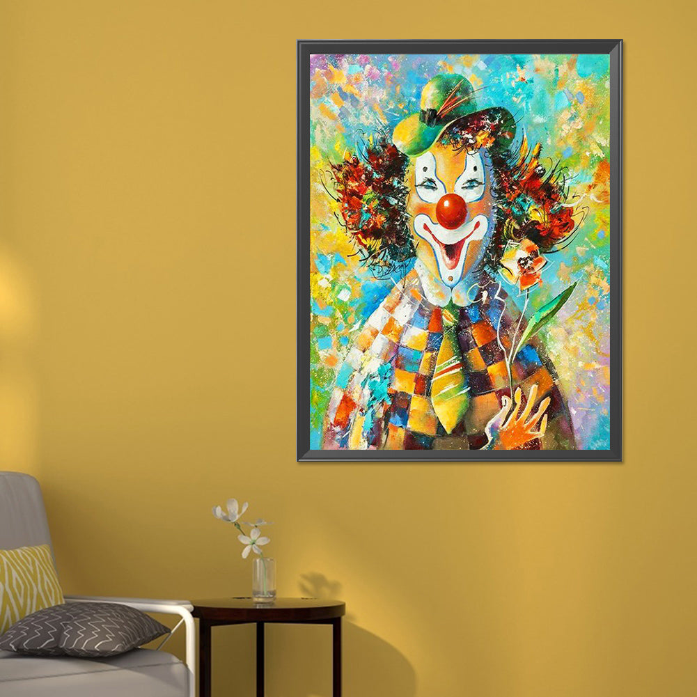 Clown With Flowers - Full Round Drill Diamond Painting 50*60CM