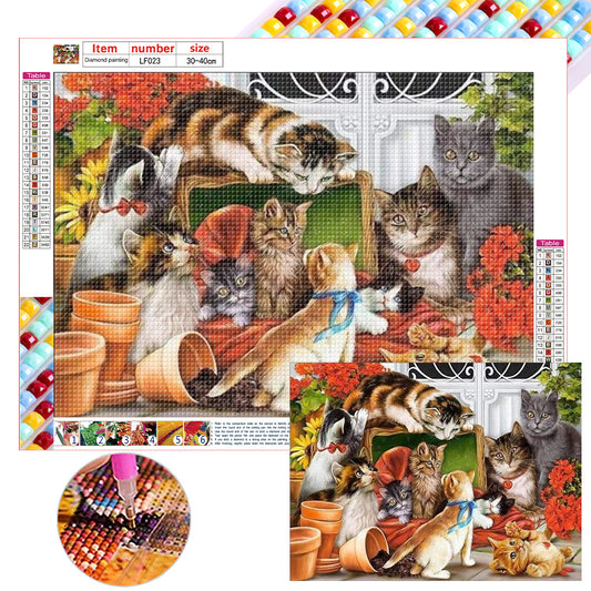 Cat Party - Full Square Drill Diamond Painting 40*30CM