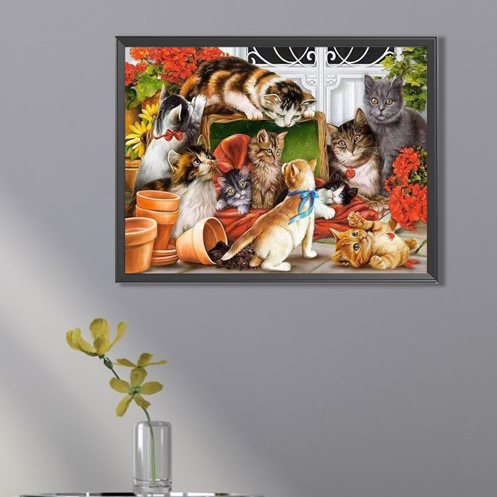 Cat Party - Full Square Drill Diamond Painting 40*30CM