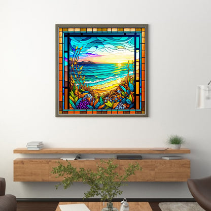 Glass Painting-Waves - 11CT Stamped Cross Stitch 50*50CM