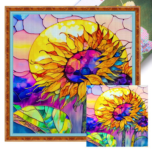 Glass Painting - Sunflower - 11CT Stamped Cross Stitch 50*50CM