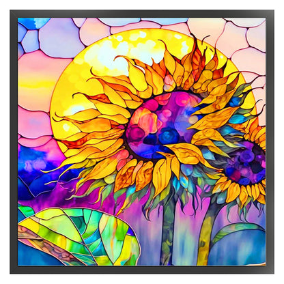 Glass Painting - Sunflower - 11CT Stamped Cross Stitch 50*50CM