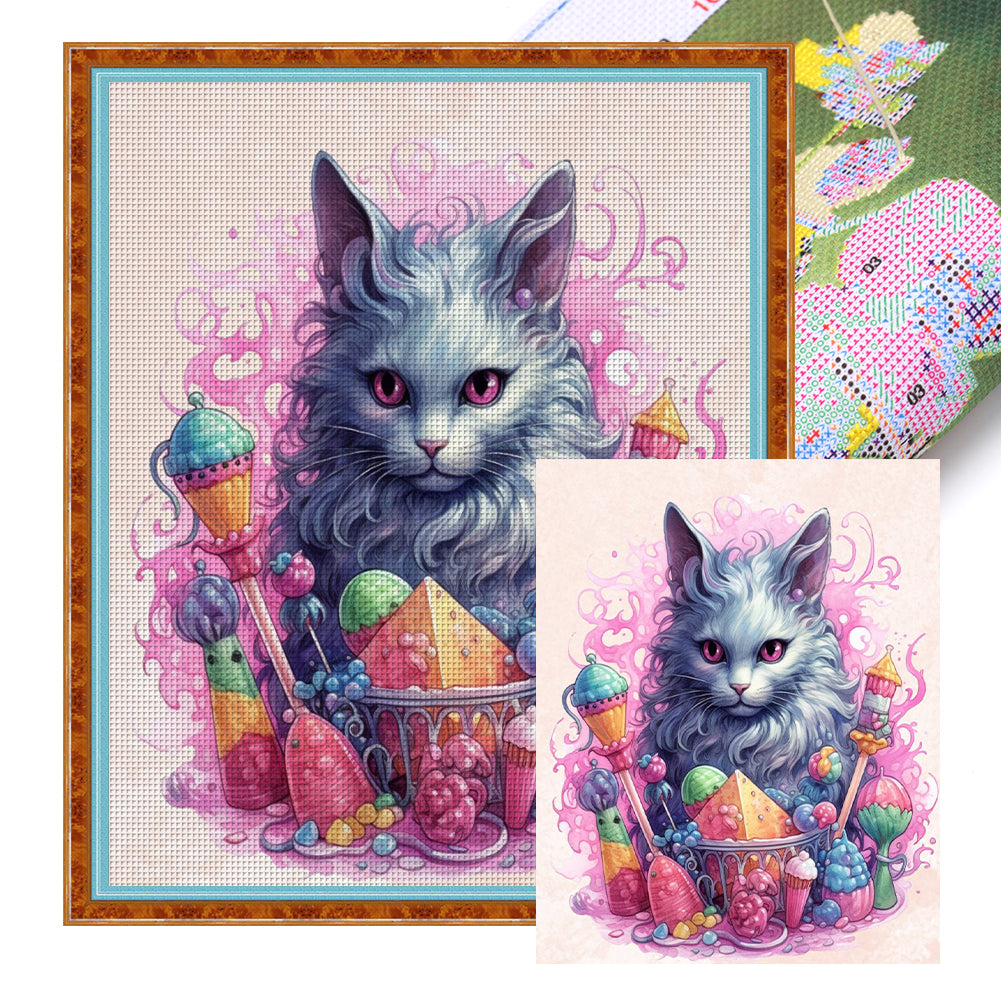 Candy Cat - 11CT Stamped Cross Stitch 50*60CM