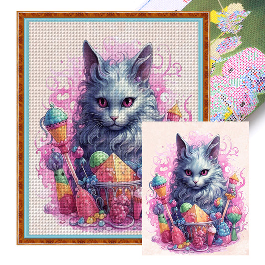 Candy Cat - 11CT Stamped Cross Stitch 50*60CM