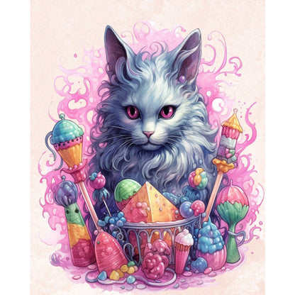 Candy Cat - 11CT Stamped Cross Stitch 50*60CM