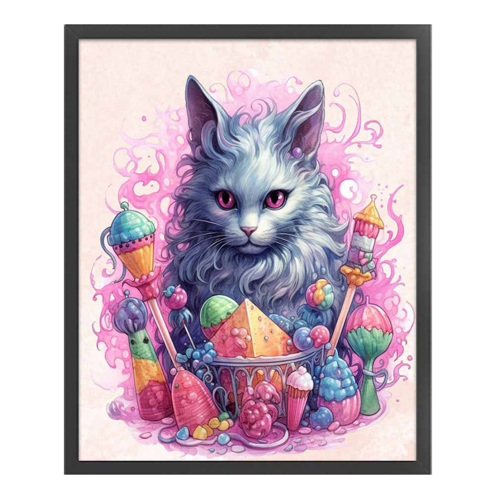 Candy Cat - 11CT Stamped Cross Stitch 50*60CM