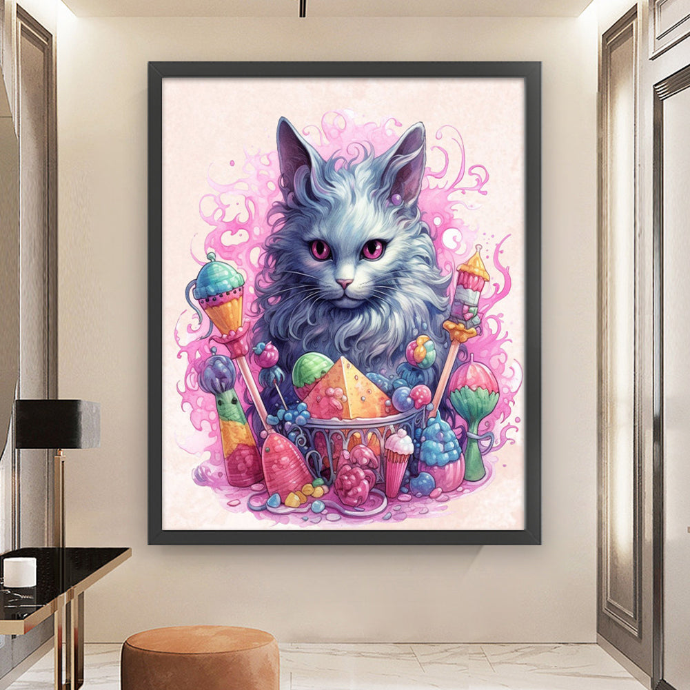 Candy Cat - 11CT Stamped Cross Stitch 50*60CM