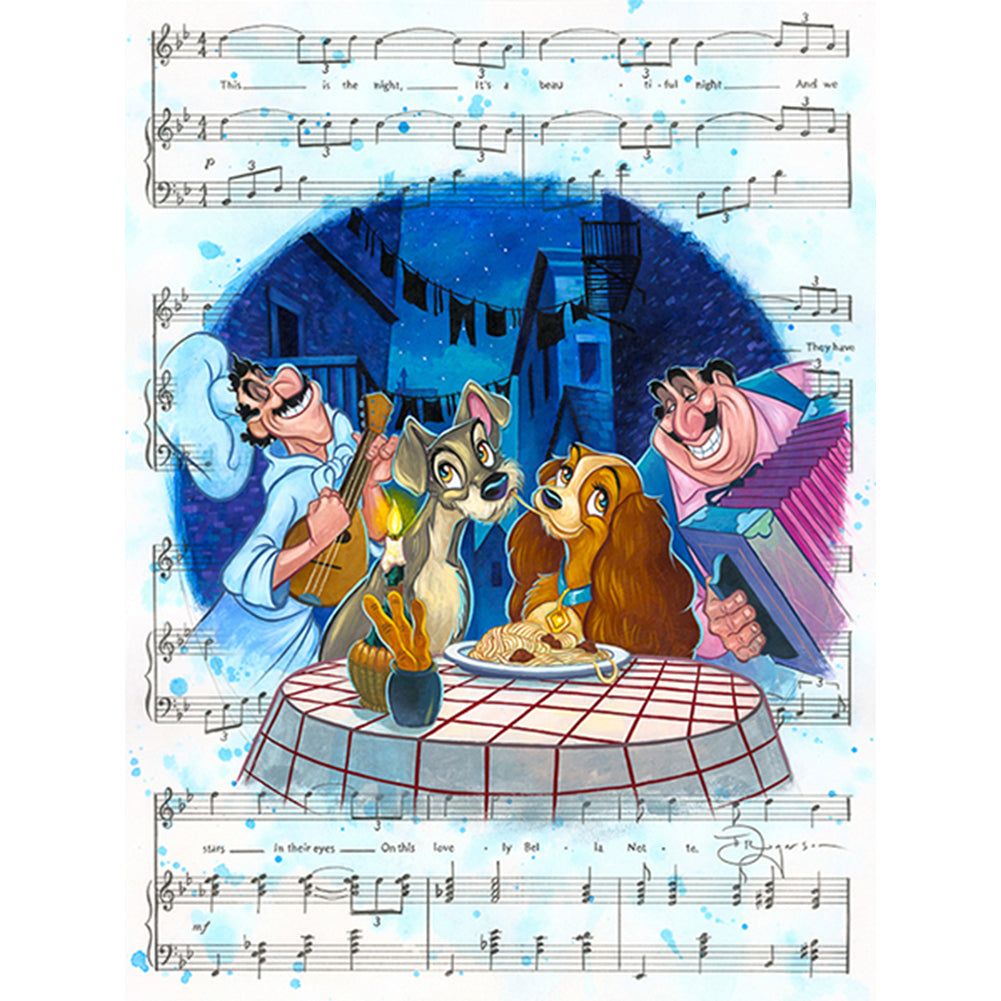 Disney-Lady And The Tramp Sheet Music - 11CT Stamped Cross Stitch 50*65CM