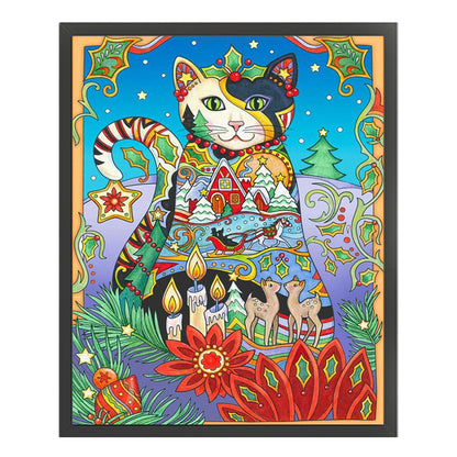 Flower Cat - 11CT Stamped Cross Stitch 45*55CM