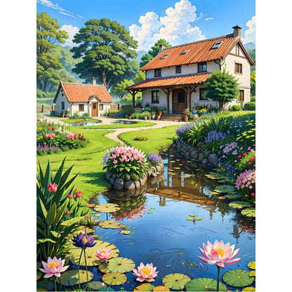 Landscape Scenery Cabin - 14CT Stamped Cross Stitch 45*60CM