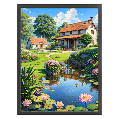 Landscape Scenery Cabin - 14CT Stamped Cross Stitch 45*60CM