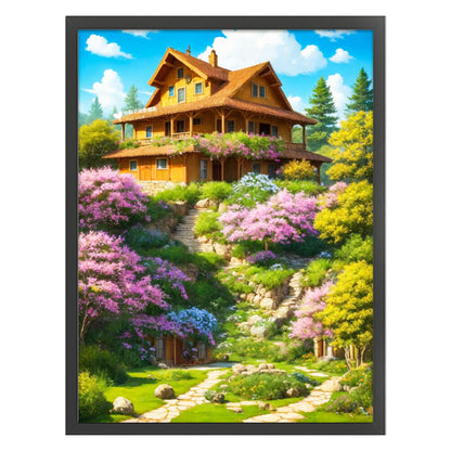 Landscape Scenery Cabin - 14CT Stamped Cross Stitch 45*60CM