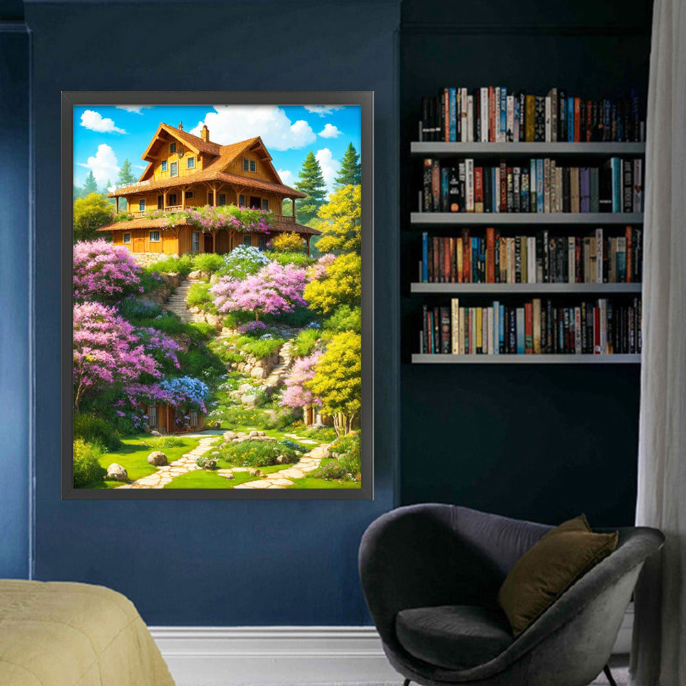 Landscape Scenery Cabin - 14CT Stamped Cross Stitch 45*60CM