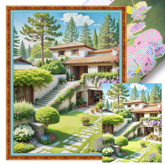 Landscape Scenery Cabin - 14CT Stamped Cross Stitch 45*60CM