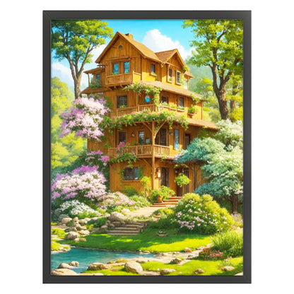 Landscape Scenery Cabin - 14CT Stamped Cross Stitch 45*60CM