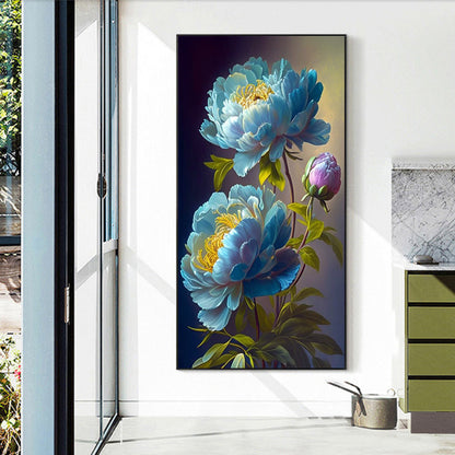 Blue Peony - Full Round Drill Diamond Painting 40*70CM