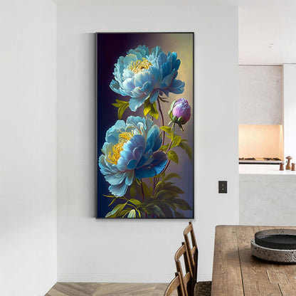 Blue Peony - Full Round Drill Diamond Painting 40*70CM