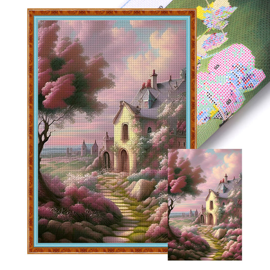 Pink Fantasy Castle - 11CT Stamped Cross Stitch 50*75CM