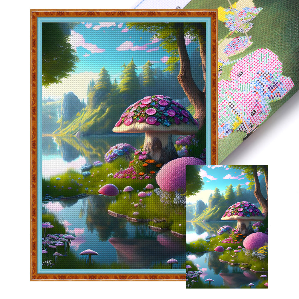 Landscape Mushrooms - 11CT Stamped Cross Stitch 50*75CM