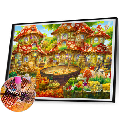 Fairy Tale Mushroom City - Full Round Drill Diamond Painting 50*40CM