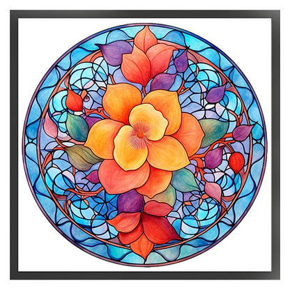 Glass Painting-Flowers - 11CT Stamped Cross Stitch 40*40CM