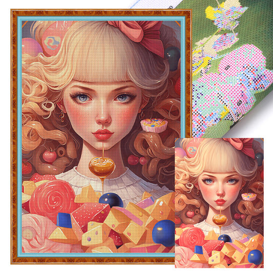 Ice Cream Candy Girl - 11CT Stamped Cross Stitch 40*60CM