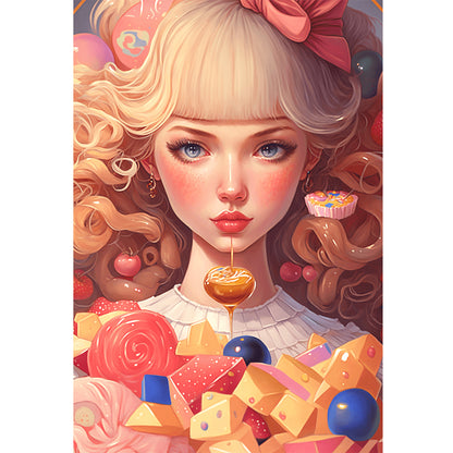 Ice Cream Candy Girl - 11CT Stamped Cross Stitch 40*60CM