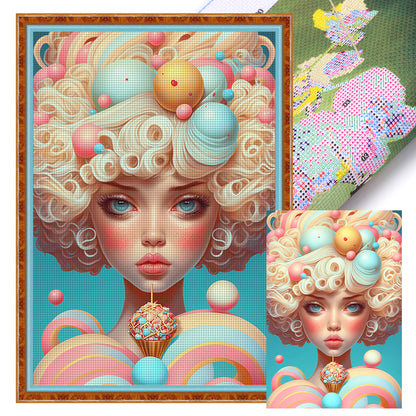 Ice Cream Candy Girl - 11CT Stamped Cross Stitch 40*60CM