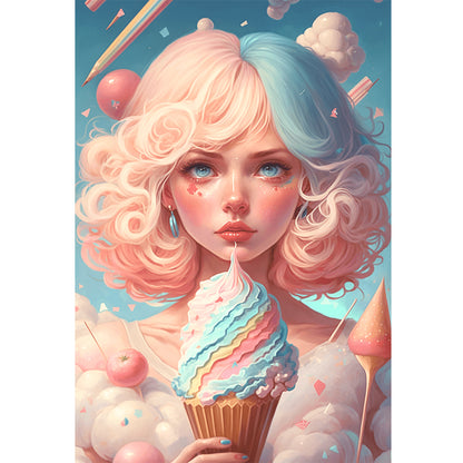 Ice Cream Candy Girl - 11CT Stamped Cross Stitch 40*60CM