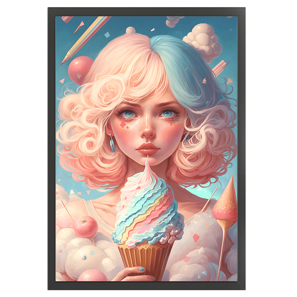 Ice Cream Candy Girl - 11CT Stamped Cross Stitch 40*60CM