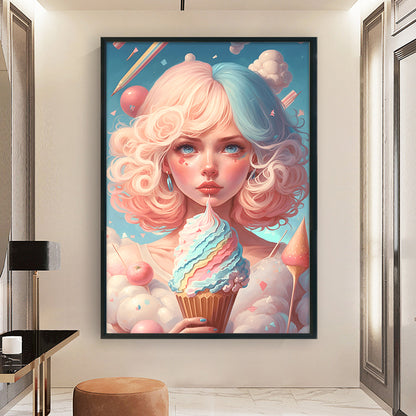 Ice Cream Candy Girl - 11CT Stamped Cross Stitch 40*60CM