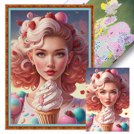 Ice Cream Candy Girl - 11CT Stamped Cross Stitch 40*60CM