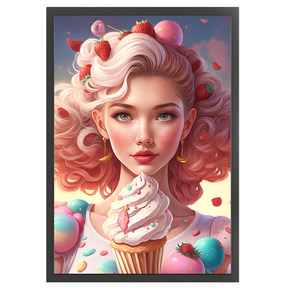 Ice Cream Candy Girl - 11CT Stamped Cross Stitch 40*60CM