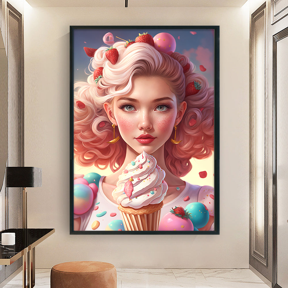 Ice Cream Candy Girl - 11CT Stamped Cross Stitch 40*60CM