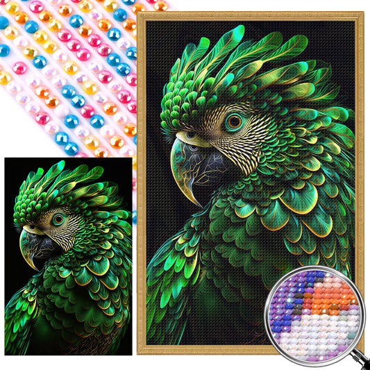 Green Parrot -   Round Drill Diamond Painting 45*70CM