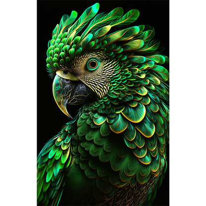 Green Parrot -   Round Drill Diamond Painting 45*70CM