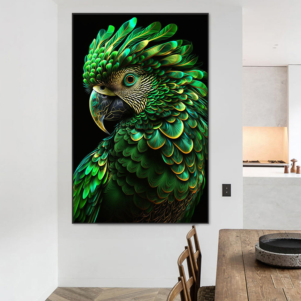 Green Parrot -   Round Drill Diamond Painting 45*70CM