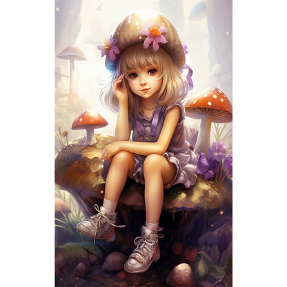 Mushroom Girl - Full Round AB Drill Diamond Painting 30*50CM